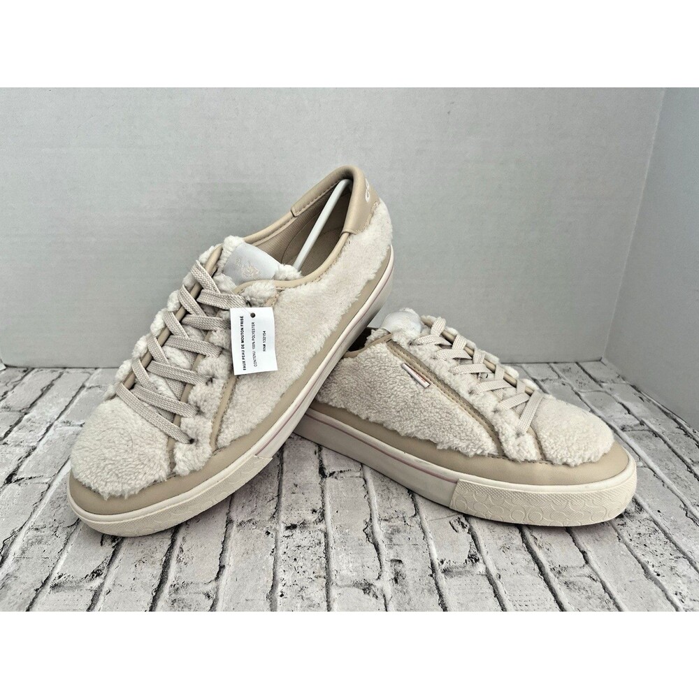 COACH CitySole Fuzzy Shearling Platform Lace Up Sneakers Women's Size 9 New No B